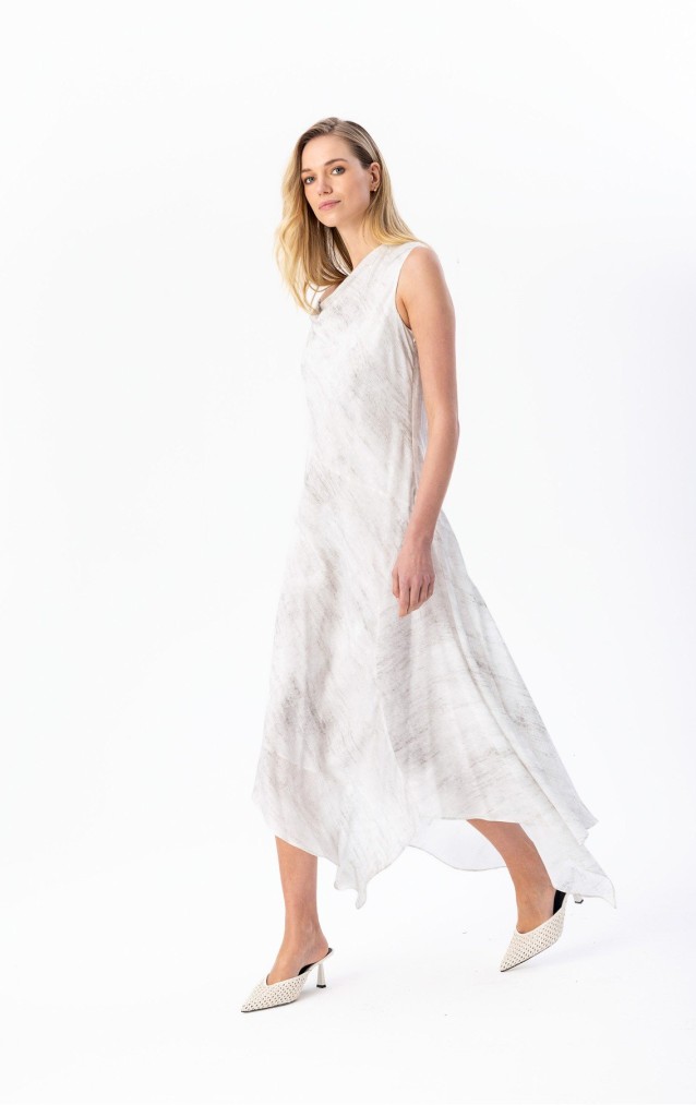 Asimetrik Midi Dress Gri